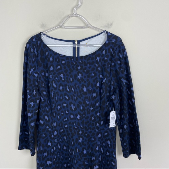 Kate Spade Broome Street Blue Leopard Ponte Dress Size 14 - Picture 4 of 12